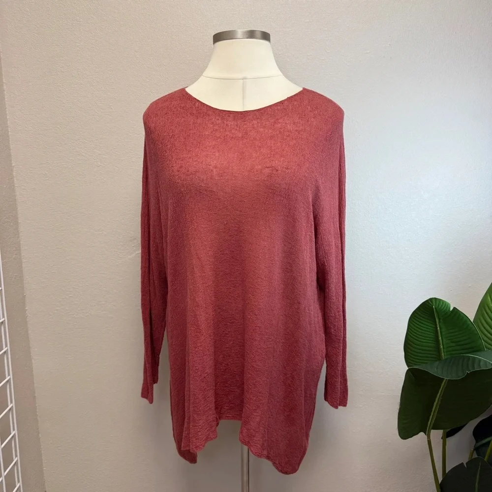Eileen Fisher Coral LINEN Sweater - Size 3X